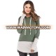 Fashionable Latext Design Green Autumn Loose Hooded Sweatshirt Women Crop Tops Blouse